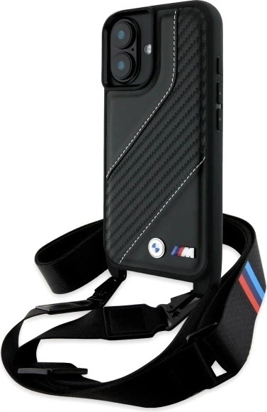 Etui plecki BMW M Edition Carbon Stripe & Strap do Apple iPhone 16 Black (BMHCP16S23PSCCK) - obraz 1