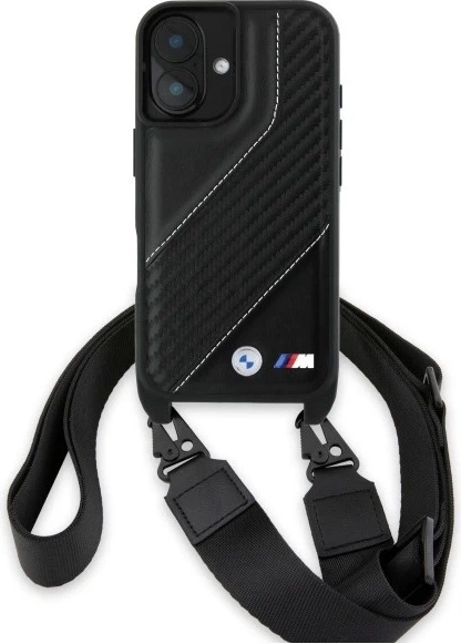 Etui plecki BMW M Edition Carbon Stripe & Strap do Apple iPhone 16 Black (BMHCP16S23PSCCK) - obraz 2