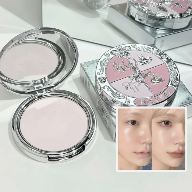 Пудра для лица Nicekey, компактная фиксирующая водостойкая, с зеркалом, 02 Pinky - изображение 3