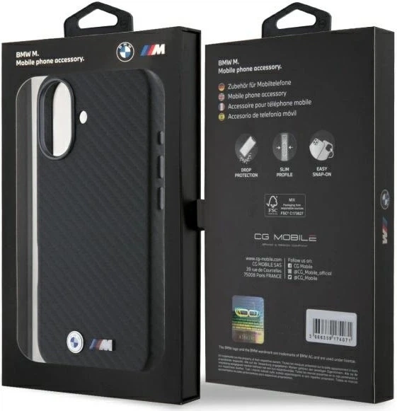 Etui plecki BMW Carbon Wrapped Metal do Apple iPhone 16 Black (BMHCP16S23PUFWC) - obraz 8