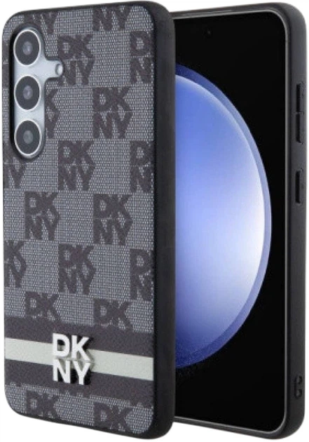Etui DKNY Leather Checkered Mono Pattern & Printed Stripes do Samsung Galaxy S24 Plus Black (3666339276843) - obraz 1