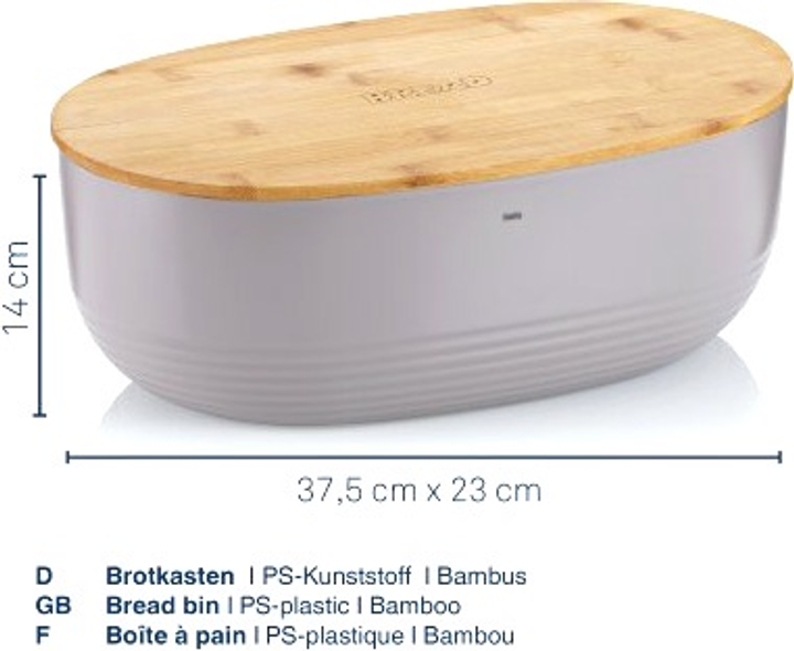 Chlebnik Kela Namur 37.5 x 23 x 14 cm Ciemno-szary (12063) - obraz 3