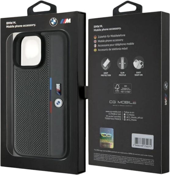 Etui plecki BMW M Perforated Tricolor Detail Line do Apple iPhone 16 Pro Max Dark Gray (BMHCP16X23PUPVA) - obraz 8