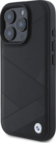 Etui plecki BMW Sign Leather Crossing Lines Pattern do Apple iPhone 16 Pro Max Black (BMHCP16X23RCGPK) - obraz 2