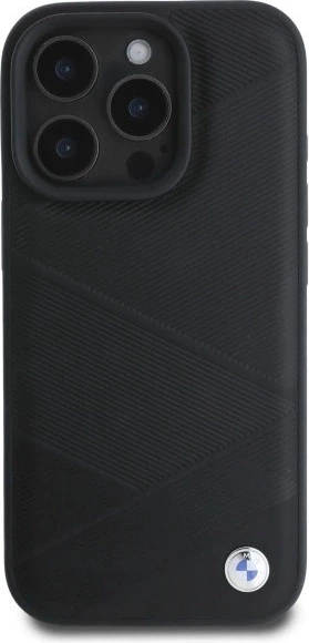 Etui plecki BMW Sign Leather Crossing Lines Pattern do Apple iPhone 16 Pro Max Black (BMHCP16X23RCGPK) - obraz 3