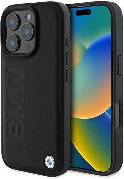 Etui plecki BMW Leather Hot Stamp do Apple iPhone 16 Pro Max Black (BMHCP16XSLLBK) - obraz 1
