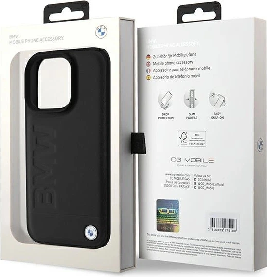 Etui plecki BMW Leather Hot Stamp do Apple iPhone 16 Pro Max Black (BMHCP16XSLLBK) - obraz 8