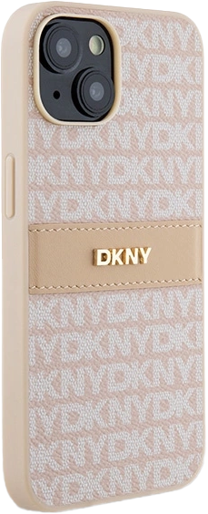 Панель DKNY Leather Mono Stripe & Metal Logo для Apple iPhone 13/14/15 Pink(3666339260637) - зображення 4
