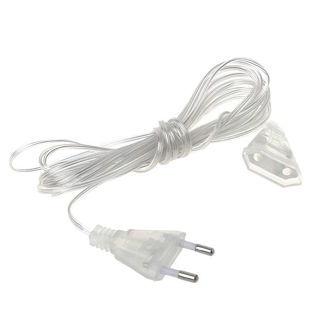 Удлинитель для новогодней гирлянды 5м прозрачный Lugi, переходник кабель провод праздничной подсветки увеличение длины - изображение 5
