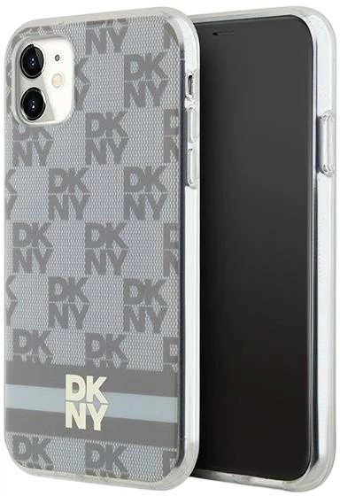 Панель DKNY IML Checkered Mono Pattern & Printed Stripes MagSafe для Apple iPhone 11 / Xr Beige (3666339269395) - зображення 1