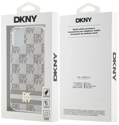 Панель DKNY IML Checkered Mono Pattern & Printed Stripes MagSafe для Apple iPhone 11 / Xr Beige (3666339269395) - зображення 8