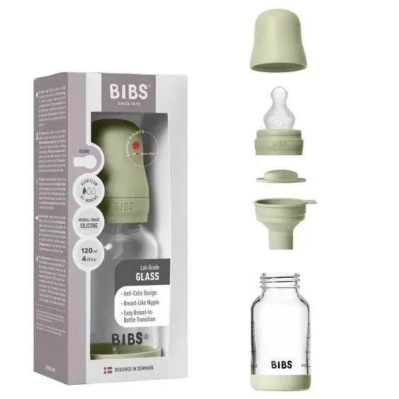 Скляна BIBS Baby Glass Bottle дитяча пляшечка з силіконовою соскою - 120 ml - Sage - Фото 2 Скляна BIBS Baby Glass Bottle дитяча пляшечка з силіконовою соскою - 120 ml - Sage - изображение 2