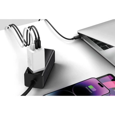 Зарядний пристрій Baseus 2xUSB-C 65 W + 1xUSB GaN + cable USB-C to USB-C 100 W 1.0m white (CCGP120202) - зображення 7