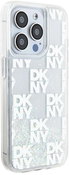 Etui DKNY Liquid Glitter Multilogo do Apple iPhone 15 Pro White (3666339271053) - obraz 3