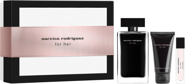 Zestaw prezentowy damski Narciso Rodriguez For Her Woda toaletowa 100 ml + Lotion do ciała 50 ml + Woda toaletowa 10 ml (3423222133672) - obraz 1