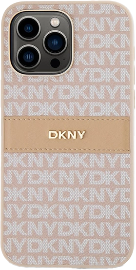 Панель DKNY Leather Mono Stripe & Metal Logo для Apple iPhone 15 Pro Pink (3666339260699) - зображення 2