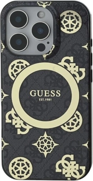 Etui Guess IML Peony On 4G Background MagSafe do Apple iPhone 16 Pro Black (GUHMP16LH4PYEEK) - obraz 2