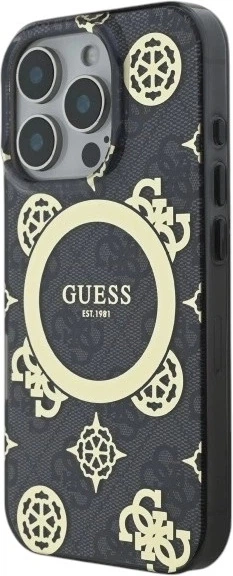 Etui Guess IML Peony On 4G Background MagSafe do Apple iPhone 16 Pro Black (GUHMP16LH4PYEEK) - obraz 3