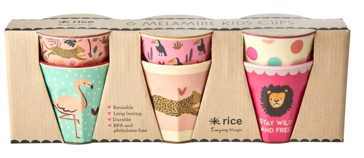 Набір дитячих стаканів Rise Принт джунглів 6 шт Рожеві 1230717 (5708315247572) - зображення 1