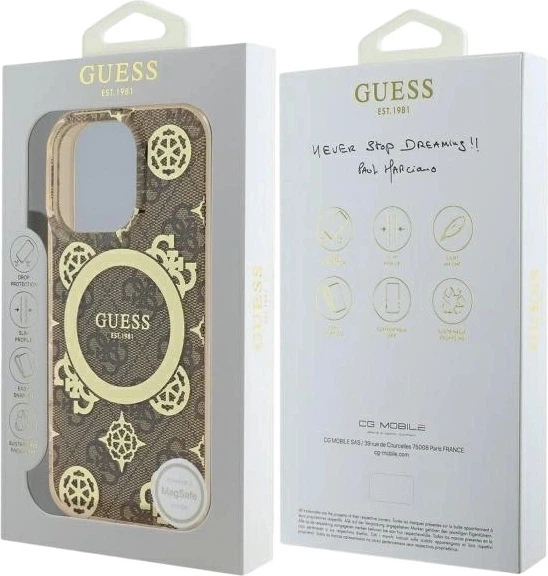 Панель Guess IML Peony On 4G Background MagSafe для Apple iPhone 16 Pro Brown (GUHMP16LH4PYEEW) - зображення 8