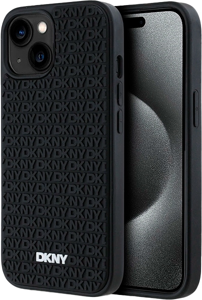 Панель DKNY 3D Rubber Repeat Pattern для Apple iPhone 15 Plus Black (3666339266844) - зображення 1