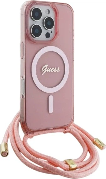 Панель Guess Crossbody Cord Script MagSafe для Apple iPhone 16 Pro Pink (GUHMP16LHCTSGNSP) - зображення 3