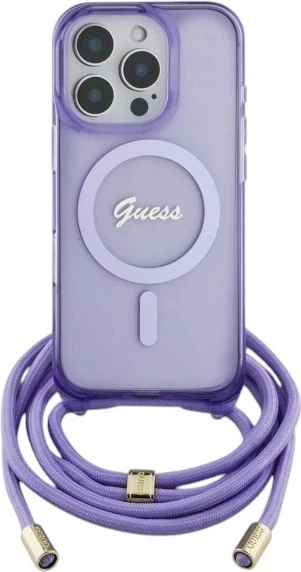Панель Guess Crossbody Cord Script MagSafe для Apple iPhone 16 Pro Purple (GUHMP16LHCTSGNSU) - зображення 1