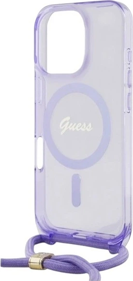 Панель Guess Crossbody Cord Script MagSafe для Apple iPhone 16 Pro Purple (GUHMP16LHCTSGNSU) - зображення 5