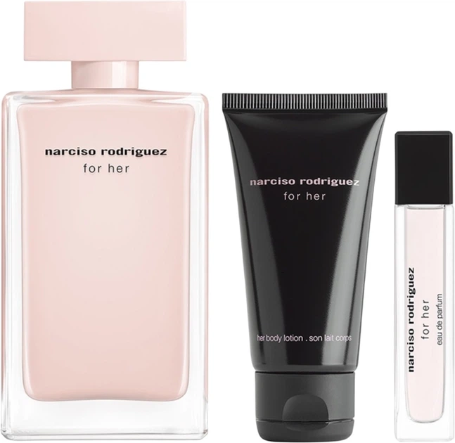 Zestaw prezentowy damski Narciso Rodriguez For Her Woda perfumowana 100 ml + Lotion do ciała 50 ml + Woda perfumowana 10 ml (3423222133696) - obraz 2