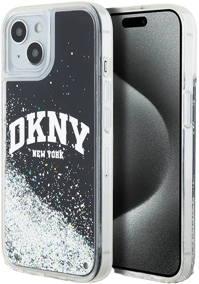 Панель DKNY Liquid Glitter Big Logo для Apple iPhone 14 Plus/15 Plus Black (3666339270766) - зображення 1