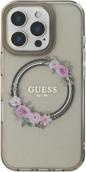 Панель Guess IML Flowers Wreath MagSafe для Apple iPhone 16 Pro Black (GUHMP16LHFWFCK) - зображення 2