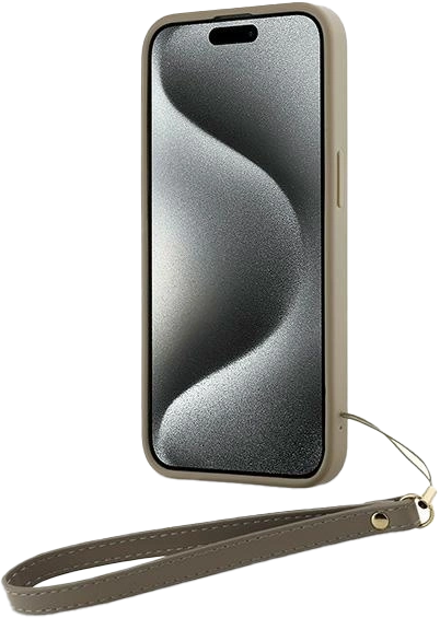 Панель DKNY Wrist Strap Stock Logo для Apple iPhone 14 Plus/15 Plus Beige (3666339264888) - зображення 1
