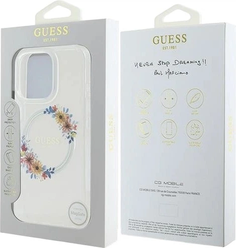 Панель Guess IML Flowers Wreath MagSafe для Apple iPhone 16 Pro Transparent (GUHMP16LHFWFCT) - зображення 8