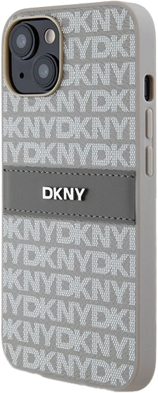 Etui DKNY Leather Mono Stripe & Metal Logo do Apple iPhone 14 Plus/15 Plus Beige (3666339260545) - obraz 2