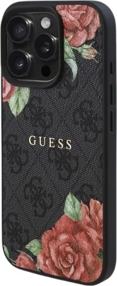 Etui Guess 4G Flowers Print MagSafe do Apple iPhone 16 Pro Black (GUHMP16LP4ROPEMCK) - obraz 3