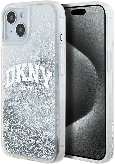 Etui DKNY Liquid Glitter Big Logo do Apple iPhone 13/14/15 White (3666339270896) - obraz 1