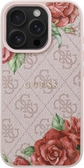 Etui Guess 4G Flowers Print MagSafe do Apple iPhone 16 Pro Pink (GUHMP16LP4ROPEMCP) - obraz 2