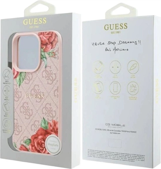 Etui Guess 4G Flowers Print MagSafe do Apple iPhone 16 Pro Pink (GUHMP16LP4ROPEMCP) - obraz 8