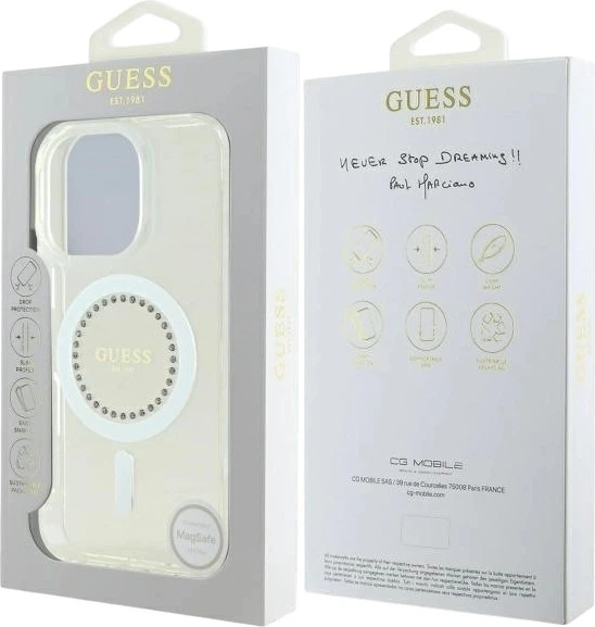 Etui Guess IML Rhinestones MagSafe do Apple iPhone 16 Pro White (GUHMP16LPFTDTEH) - obraz 8
