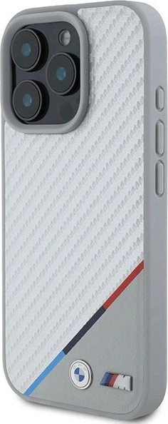 Панель BMW M Carbon Tricolor Line MagSafe для Apple iPhone 16 Pro Gray (BMHMP16L23PUDTS) - зображення 2
