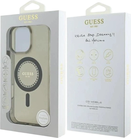 Etui Guess IML Rhinestones MagSafe do Apple iPhone 16 Pro Black (GUHMP16LPFTDTEK) - obraz 8