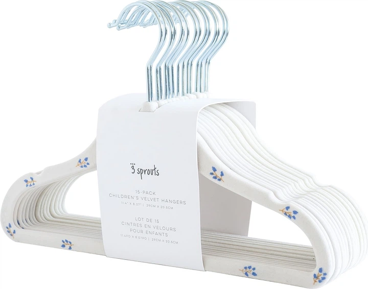 Wieszaki na ubrania 3 Sprouts dziecięce welurowe 15 szt Jagodowo-kremowe (0812895003468) - obraz 1