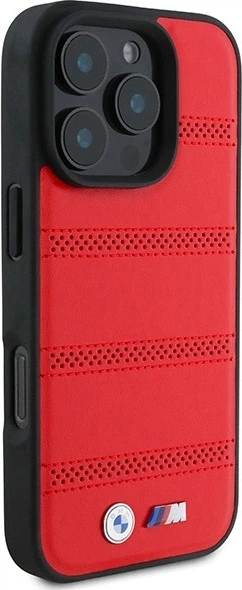 Панель BMW M Perforated And Stitched Line MagSafe для Apple iPhone 16 Pro Red (BMHMP16L23PUSPR) - зображення 4