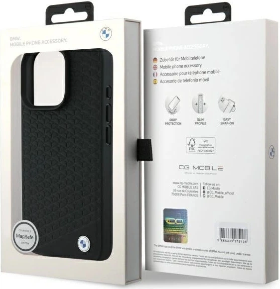 Панель BMW Sign Leather Diamond Metal Logo MagSafe для Apple iPhone 16 Pro Black (BMHMP16L23RDDK) - зображення 8