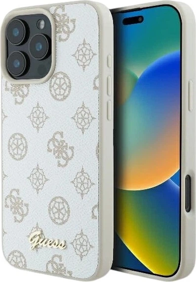 Etui Guess Peony Script Logo MagSafe do Apple iPhone 16 Pro White (GUHMP16LPGPYSH) - obraz 1