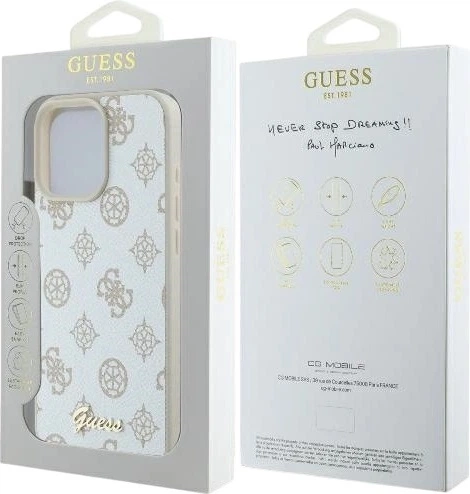 Etui Guess Peony Script Logo MagSafe do Apple iPhone 16 Pro White (GUHMP16LPGPYSH) - obraz 8
