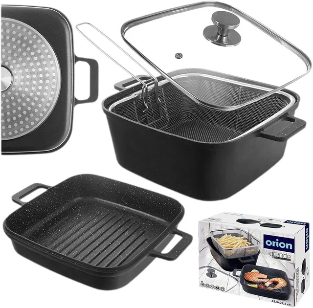 Набір посуду для приготування їжі Orion Grande Сковорода-гриль + Кошик + Каструля з кришкою 4.5 л (8592381206543) - зображення 3