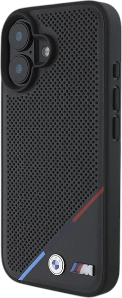 Панель BMW M Perforated Tricolor Line MagSafe для Apple iPhone 16 Black (BMHMP16M23PUPDK) - зображення 2