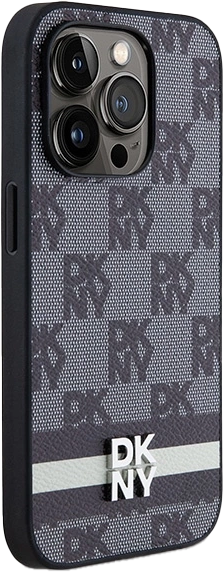 Etui DKNY Leather Checkered Mono Pattern & Printed Stripes do Apple iPhone 15 Pro Max Black (3666339263225) - obraz 3