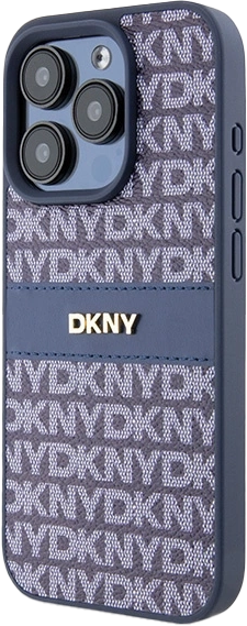 Etui DKNY Leather Mono Stripe & Metal Logo do Apple iPhone 15 Pro Max Blue (3666339260842) - obraz 1